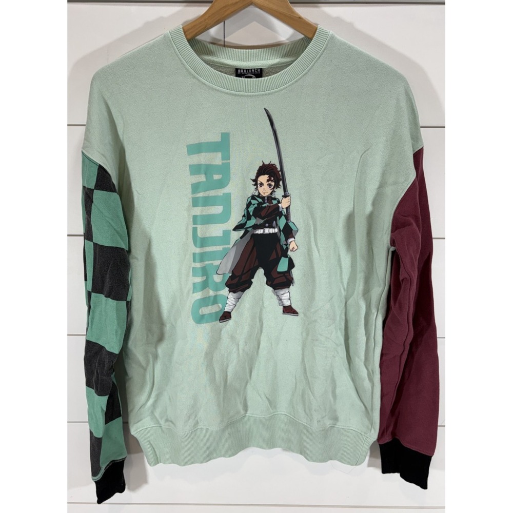 BoxLunch Demon Slayer Tanjiro Kamado Mint Green Mismatched Sleeve Sweatshirt S